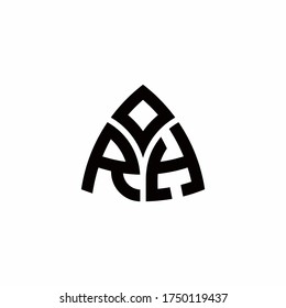 RH monogram logo with modern triangle style design template isolated on white background