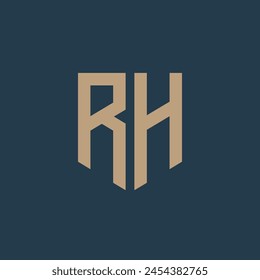 RH. Monogram of Two letters R and H. Luxury, simple, minimal and elegant RH logo design. Vector illustration template.