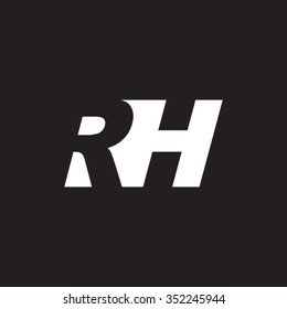 RH negative space letter logo black background