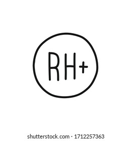 Rh positive doodle icon, vector illustration