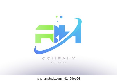 rh r h alphabet green blue swoosh letter company logo vector icon design template