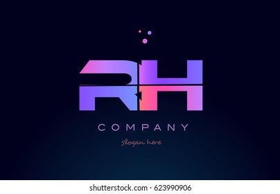rh r h creative color blue background pink purple blue magenta alphabet letter company logo vector icon design