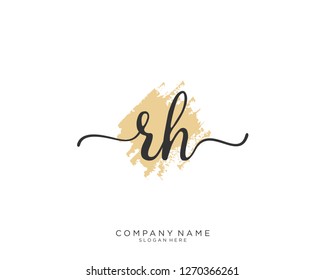 RH R H Initial handwriting logo vector 