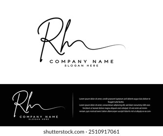 RH R H logotipo inicial da assinatura manuscrita