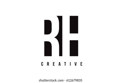 RH R H White Letter Logo Design with Black Square Vector Illustration Template.