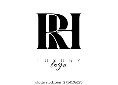RH Serif Letter Monogram Typography Logo for Elegant Premium Branding Identity