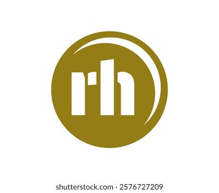 RH sport emblem or team logotype. Ball logo with a combination of Initial letter R and H for balls shop, sports company, training, club badge. Vector illustration.