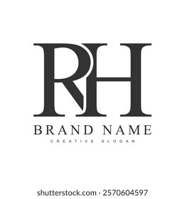 RH trendy logotype template. Initial letter r and h classic font style. Creative logo for company name or identity. Vector illustration.