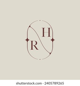 Clásico de boda RH en un elegante monograma con un diseño profesional de alta calidad que se imprimirá bien