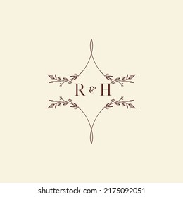 RH wedding initial logo letters in high quality professional design that will print well across any print media