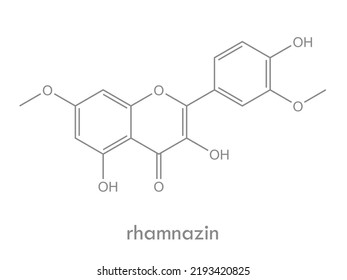 Rhamnazin structure. Molecule of flavonol found in buckthorn plant.