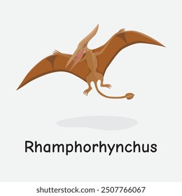 Rhamphorhynchus Dinosaur Vector Illustration with Long Tail