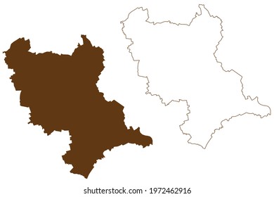 Rhein-Erft-Kreis district (Federal Republic of Germany, State of North Rhine-Westphalia, NRW, Cologne region) map vector illustration, scribble sketch Rhein Erft Kreis map