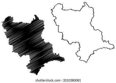 Distrito de Rhein-Erft-Kreis (República Federal de Alemania, Estado de Renania del Norte-Westfalia, NRW, región de Colonia) mapa de ilustración vectorial, dibujo de garrapatas Rhein Erft Kreis mapa