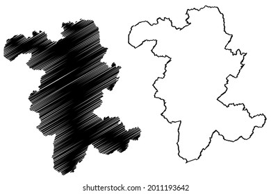 Distrito de Rheinisch-Bergischer (República Federal de Alemania, Estado de Renania del Norte-Westfalia, NRW, región de Colonia) mapa de ilustración vectorial, dibujo de garabatos Rheinisch Bergischer Kreis mapa