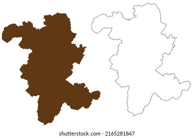 Distrito de Rheinisch-Bergischer (República Federal de Alemania, Estado de Renania del Norte-Westfalia, NRW, región de Colonia) mapa de ilustración vectorial, dibujo de garabatos Rheinisch Bergischer Kreis mapa