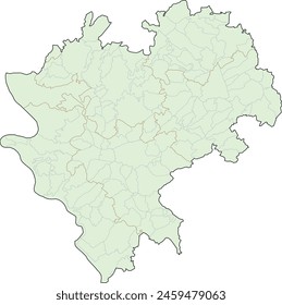 Rhein-Lahn-Kreis district administrative outline map of Rhineland-Palatinate state. Federal Republic of Germany. Colored. Vector