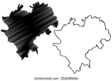 Rhein-Lahn-Kreis (República Federal de Alemania, Estado de Renania-Palatinado) mapa de ilustración vectorial, dibujo de garabatos Rhein Lahn Kreis mapa