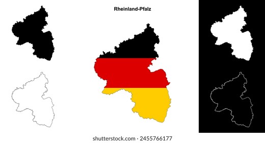 Rheinland-Pfalz state outline map set