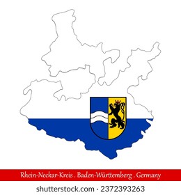 Bandera de Rhein-Neckar-Kreis - Baden-Württemberg, Alemania (EPS)