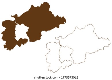 Rhein-Sieg District (Federal Republic Of Germany, State Of North Rhine-Westphalia, NRW, Cologne Region) Map Vector Illustration, Scribble Sketch Rhein Sieg Kreis Map