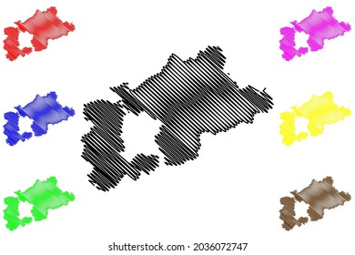 Rhein-Sieg District (Federal Republic Of Germany, State Of North Rhine-Westphalia, NRW, Cologne Region) Map Vector Illustration, Scribble Sketch Rhein Sieg Kreis Map