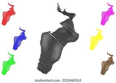 Distrito de Rheintal (Suíça, Confederação Suíça, Cantão de St Gall, St. Gallen ou Sankt Gallen) mapa ilustração vetorial, esboço de rabisco Wahlkreis Mapa de Rheintal