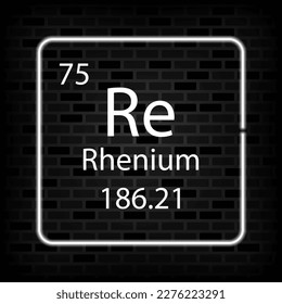 Rhenium neon symbol. Chemical element of the periodic table. Vector illustration.
