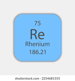 Rhenium symbol. Chemical element of the periodic table. Vector illustration.