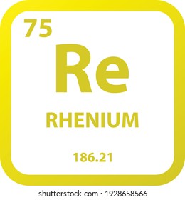 Re Rhenium Transition metal Chemical Element vector illustration diagram, with atomic number, mass and electron configuration. Simple outline flat hexagon design for education, lab, science class.
