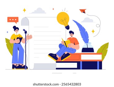 Rhetoric or Elocution School Class Illustration Featuring Hand Gestures, Voice Training, and Speech Improvement for Persuasion Skills Development