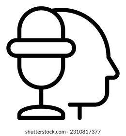Vector de contorno de icono retórico. Discurso oratorio. Elección pública