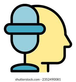 Rhetorik-Symbol-Umrissvektor. Oratorische Rede. Farbe der öffentlichen Wahl