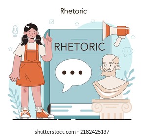 Rhetoric School Class. Students Training Public Speaking And Debates. Voice Projection And Speech Improvement Techniques. School Radio Club. Isolated Flat Vector Illustration