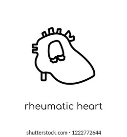 Rheumatic heart icon. Trendy modern flat linear vector Rheumatic heart icon on white background from thin line Diseases collection, editable outline stroke vector illustration