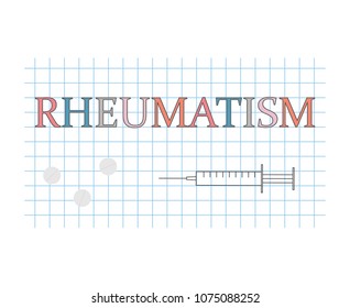 rheumatism word on checkered paper sheet- vector illustration
