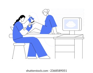 Rheumatoid arthritis treatment abstract concept vector illustration. Doctor makes joint injection to patient suffering from rheumatoid arthritis, medical examination abstract metaphor.