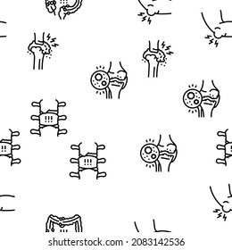 Rheumatology Disease Problem Vector Seamless Pattern Thin Line Illustration