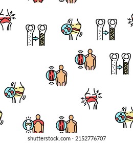 Rheumatology Disease Problem Vector Seamless Pattern Thin Line Illustration