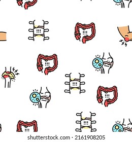 Rheumatology Disease Problem Vector Seamless Pattern Thin Line Illustration