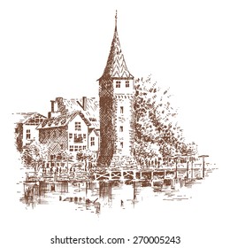 The Rhine at Konstanz, Germany - Illustration