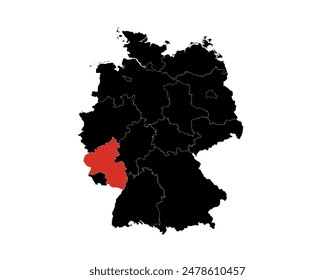 Rhine land Palatinate state highlighted on Germany map Vector.