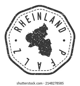 Rhineland Palatinate, Germany Map Stamp Retro Postmark. Silhouette Postal Passport. Seal Round Vector Icon. Badge Vintage Postage Design.