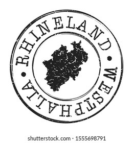 Rhineland Westphalia Germany Map Postmark. Silhouette Postal Passport. Stamp Round Vector Icon. Vintage Postage Design.