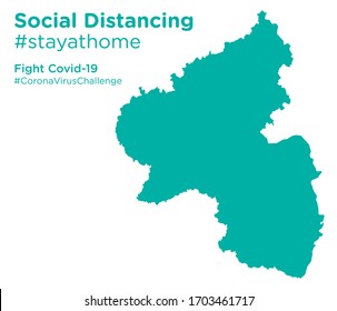 Rhineland-Palatinate map with Social Distancing stayathome tag