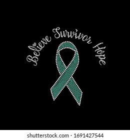 Rhinestone Applique Design printable for Textile garment clothing, Design symbol ribbon awareness,  ribbon awareness rhinestone design