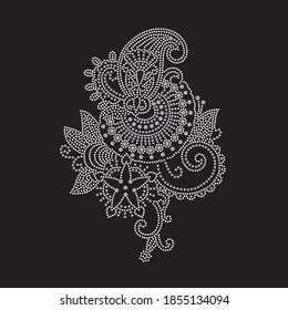 Rhinestone applique print for textile clothes fashion,Trendy crystal studs embellishment for apparel,Beautiful design, Heat transfer artwork.