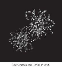Strass Applikationsdruck für Textilbekleidung Mode, Trendy Kristall Nieten Verzierung für Bekleidung, Schönes Blumendesign, Wärmeübertragung Kunstwerk.