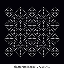 Rhinestone applique print for textile clothes in fashion luxury design. Trendy vector crystal studs embellishment with brilliants for apparel. Jewelry ornament embroidery for t-shirt hotfix transfer