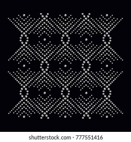Rhinestone applique print for textile clothes in fashion luxury design. Trendy vector crystal studs embellishment with brilliants for apparel. Jewelry ornament embroidery for t-shirt hotfix transfer